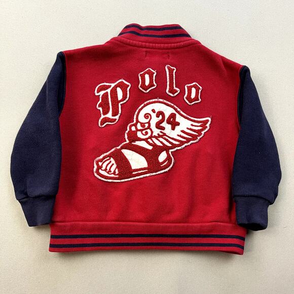 Polo Ralph Lauren Jacket Varsity Letterman Baby 12M Months Red Blue P Wing Crest